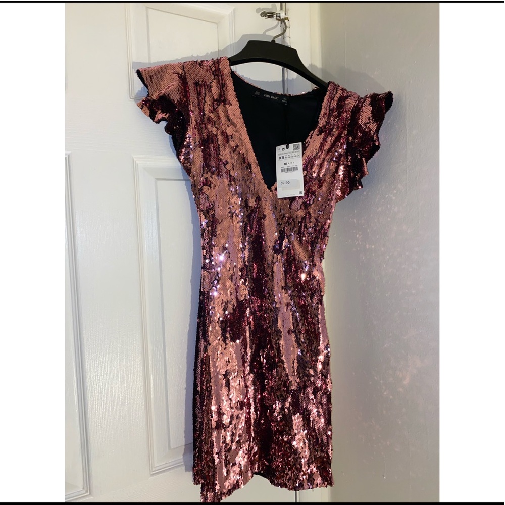 Zara pink sequined party dress, XS-0
